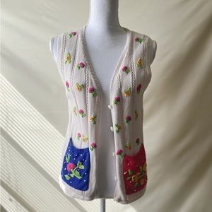Vintage Grandma Knit Floral Vest